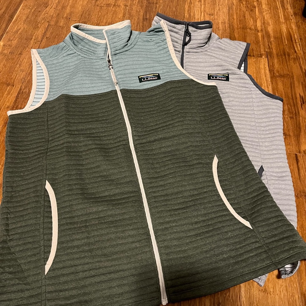 L.L. Bean Green and Gray Vests